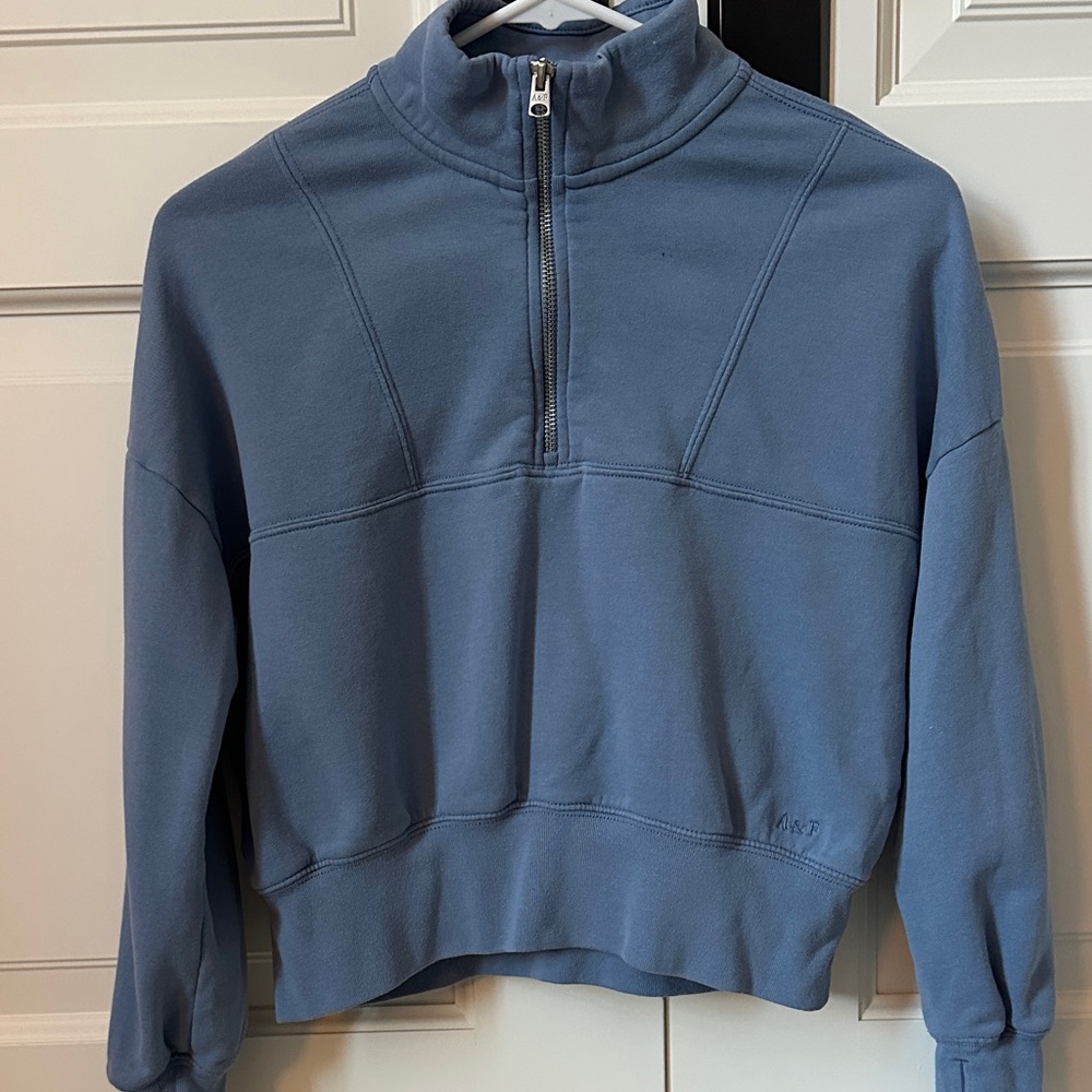 Abercrombie Kids essential quarter zip pullover Light Blue Fleece